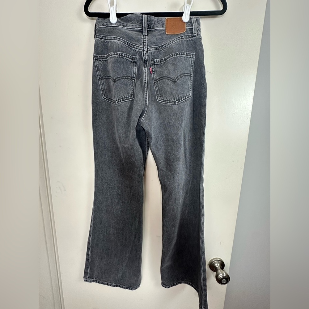 Levi’s Washed Black Cotton 70’s Inspired High Rise Women’s Flare Jeans Size 26‎